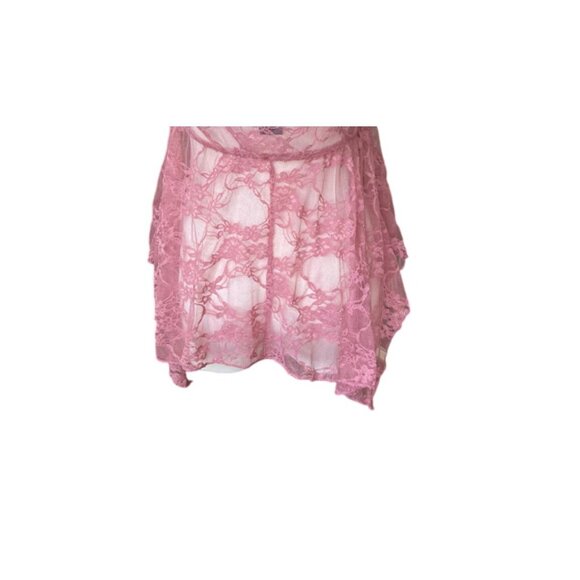 Just Polly Y2K Lace Babydoll Tank Top XL Cami Fairy Sheer Coquette Asymmetrical - Picture 6 of 8